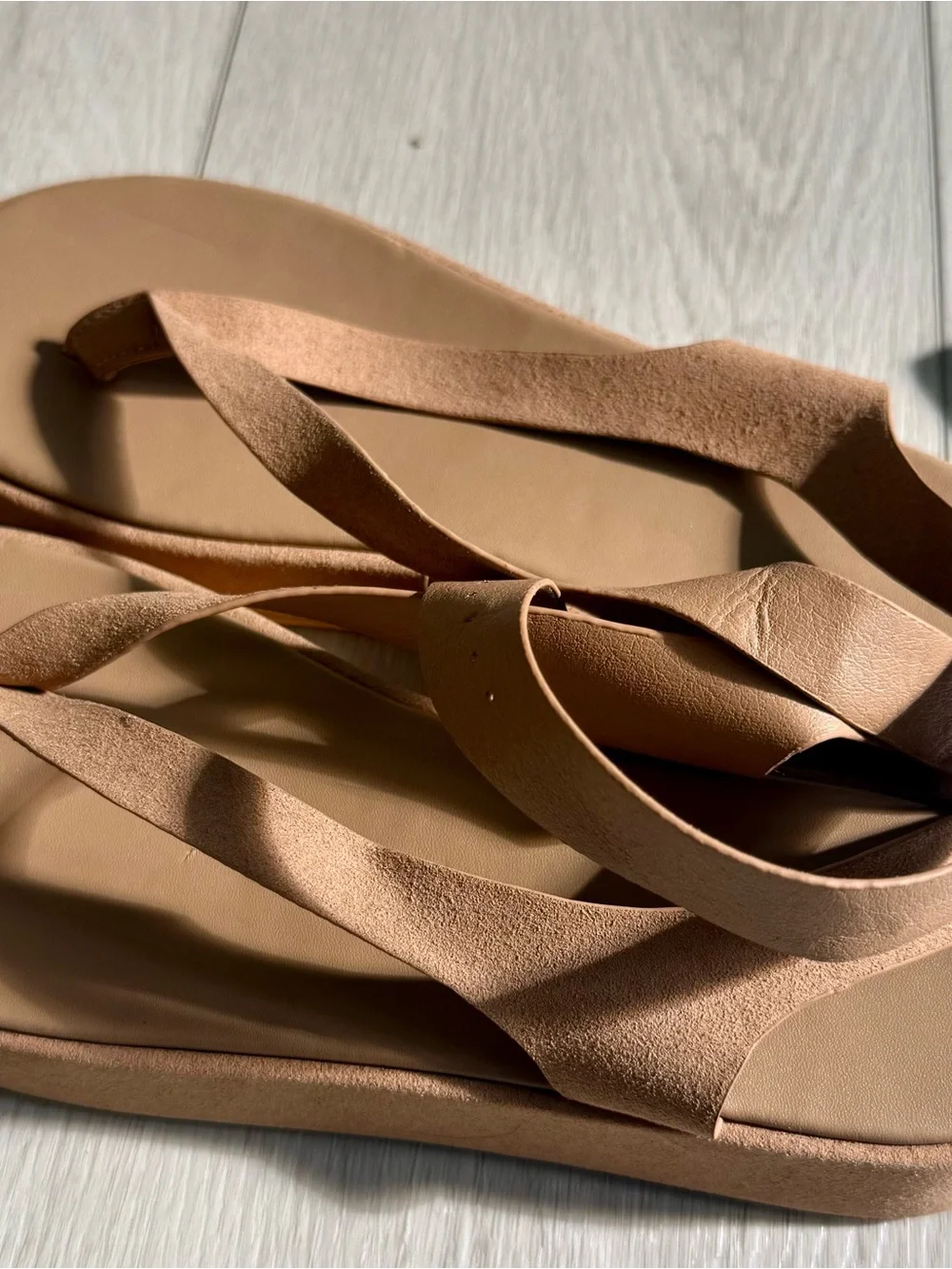 Womens Tan Suede Strap Sandals - Stylish Everyday Comfort
